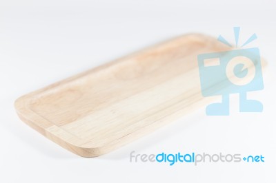 Wooden Plate Isolated On White Background Stock Photo