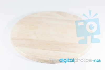 Wooden Plate Isolated On White Background Stock Photo