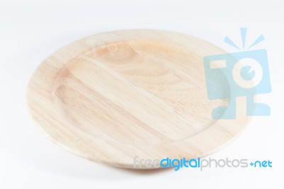 Wooden Plate Isolated On White Background Stock Photo