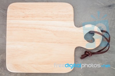 Wooden Plate On Grey Background Stock Photo