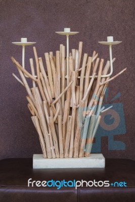 Wooden Sculpture Applied To Be Candlestick Stock Photo