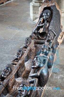 Wooden Sculpture Inside St James Church In Rothenburg Stock Photo