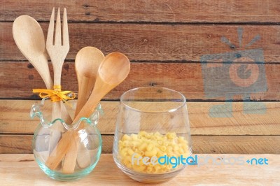 Wooden Spoon And Fork Stock Photo