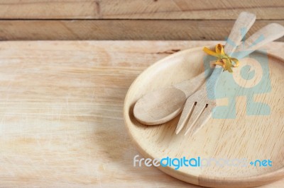 Wooden Spoon And Fork Stock Photo