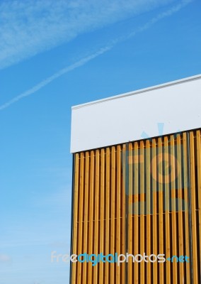 Wooden Structure Against Blue Sky Stock Photo