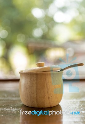 Wooden Sugar Bowl Stock Photo