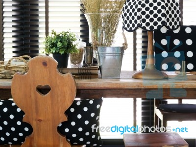 Wooden Table And Chair Stock Photo