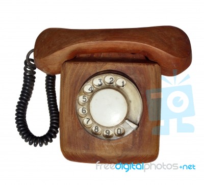 Wooden Telephone Stock Photo