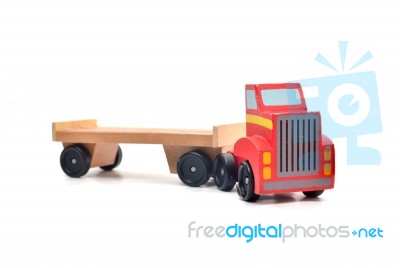 Wooden Toy Truck On A White Background Stock Photo