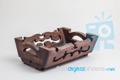 Wooden Tray On Background Stock Photo