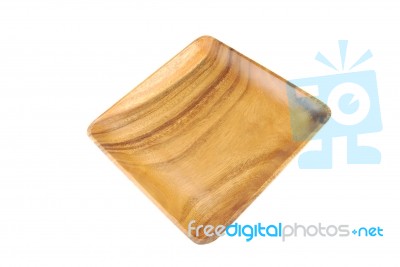 Wooden Tray On White Stock Photo