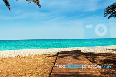 Wooden Walkway On The Beach Stock Photo