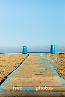 Wooden Walkway On The Beach Stock Photo