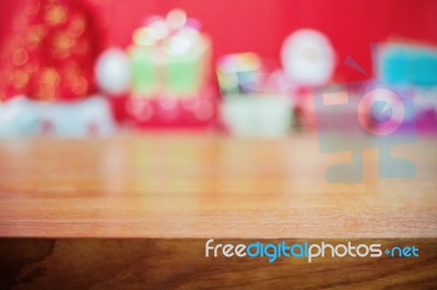 Wooden With Gift Background Stock Photo