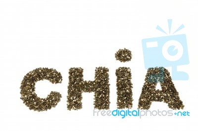 Word Chia Made Of Chia Seeds Stock Photo