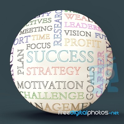 Word Cloud Sphere Shows Road To  Success Stock Image