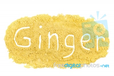 Word Ginger Written In Spice Powder Stock Photo