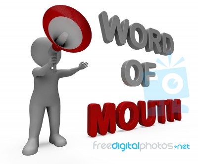 Word Of Mouth Character Shows Communication Networking Discussin… Stock Image