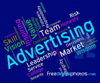 Wordcloud Advertising Shows Promotional Promote And Adverts Stock Image