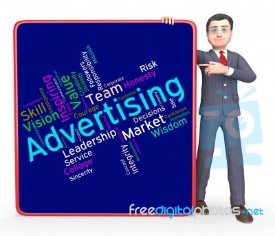 Wordcloud Advertising Shows Promotional Promote And Adverts Stock Image