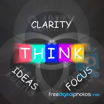 Words Displays Clarity Of Ideas Thinking And Focus Stock Image