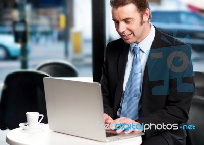 Work On The Move. Businessman Working Stock Photo