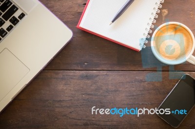 Work Table Of Hipster Freelance Stock Photo