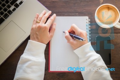 Work Table Of Simply Business Woman Stock Photo