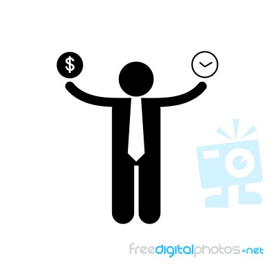 Worker Money Time Symbol Icon  Illustration On White Stock Image