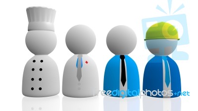 Worker People Group 3d Stock Image