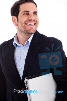 Worker With Laptop Stock Photo