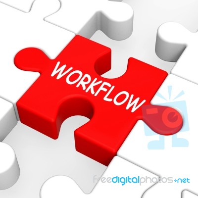 Workflow Puzzle Shows Process Flow Or Procedure Stock Image