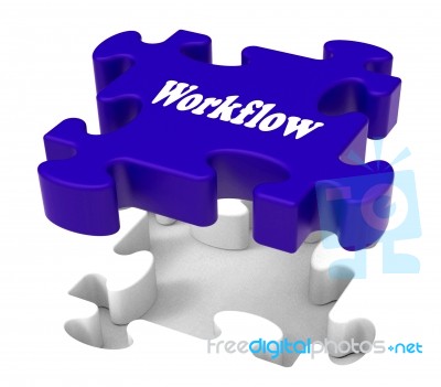 Workflow Puzzle Shows Structure Flow Or Work Procedure Stock Image