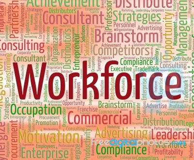 Workforce Word Represents Staff Wordclouds And Wordcloud Stock Image