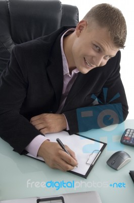 Working Handsome Businessman Stock Photo