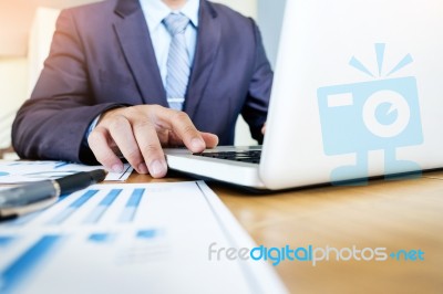 Working Process Startup. Businessman Working With New Finance Pr… Stock Photo