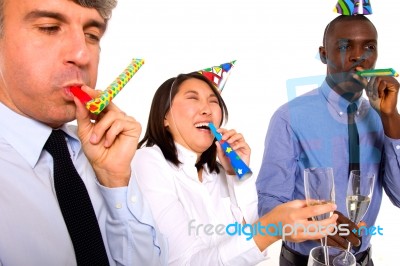 Working Team Celebrating Stock Photo