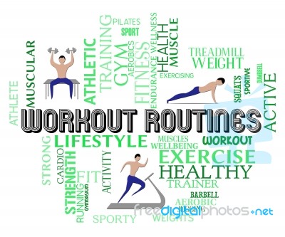 Workout Routines Show Physical Activity And Aerobics Stock Image