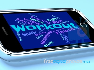 Workout Words Shows Physical Activity And Fit Stock Image