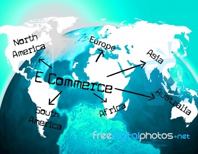 World E Commerce Indicates Ecommerce E-commerce And Company Stock Image