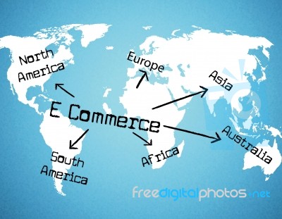 World E Commerce Represents Buying Commercial And Sell Stock Image