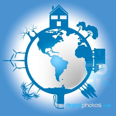 World Eco Indicates Go Green And Conservation Stock Image