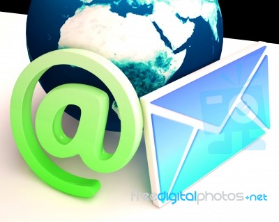 World Email Shows Communication Worldwide Through Www Stock Image