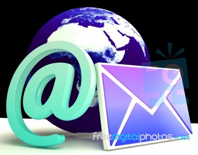 World Email Shows Global Correspondence Post Online Stock Image