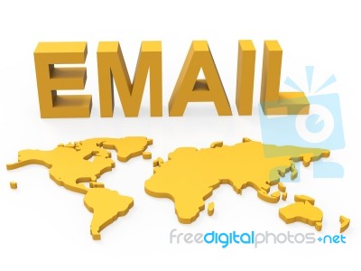 World Email Shows Send Message And Earth Stock Image