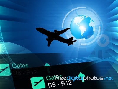 World Flight Represents Global Journey And Airplane Stock Image