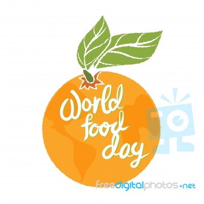 World Food Day In Oragnge- Illustration Stock Image