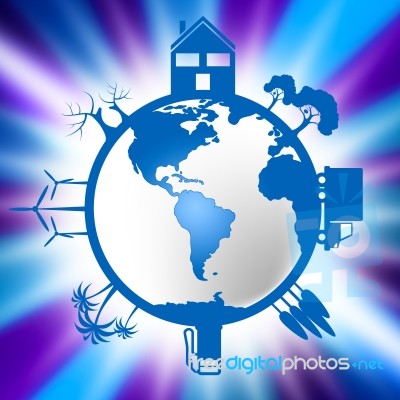 World Global Indicates Eco Friendly And Conservation Stock Image