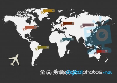 World Map And Airplane Stock Image