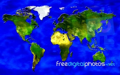 World Map And Its Oceans Stock Image